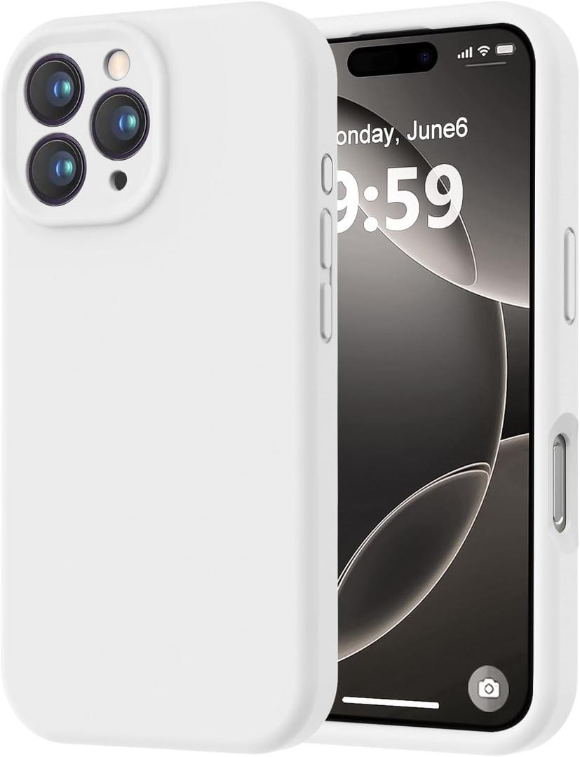 LOVE 3000 Designed for iPhone 16 Pro Case, Premium Silicone with [Soft Anti-Scratch Microfiber Lining] Shockproof Protective Phone Case for Men Women Girls 6.3", White