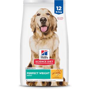 Hill's Science Diet Adult Perfect Weight Dry Dog Food, Chicken & Brown Rice, 12 lb. Bag, BBD 04/2027