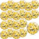 Zhanmai Only 15 Pieces 8 Inch Mini Glitter Beach Balls Bulk Clear Inflatable Pool Beach Ball for Summer Party Favors for Pool and Decorations(Gold)