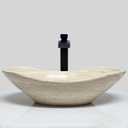 Shades of Nature Travertine Bathroom Sink - Modern Above Counter Bathroom Vessel Sink - Oval Shaped Hand-Carved Vanity Sink - Perfect for Luxury Bathrooms - Includes Matching Soap Tray