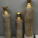 Holiday Decor Gift Set: 3-Piece Metal Vase Set for Christmas, Iron Decorative Vases for Artificial Flowers - Farmhouse Table Centerpiece for Home, Office, Festive Idea