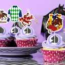 HOWAF Kentucky Party Derby Day Cupcake Toppers Decorations, 32pcs Horse Racing Cake Toppers Derby Day Party Supplies Horse Cupcake Toppers for Run for the Roses Supplies Double-Sided