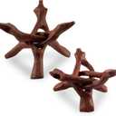 Wish Well 2 Piece Wooden Tripod Stand - 4" & 6" Hand-Carved Room Decor Holder ~ Ideal for Abalone Shell, Decorative Bowl, Crystal Ball, Sphere, Geode ~ Wood Display Stand & Perfect Crystal Holder