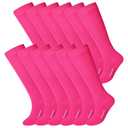 Haysandy 12 Pairs Youth Socks Bulk Soccer Football Softball Baseball Socks for Athletic Girls Kids Youth Adults Team Sport(Hot Pink, M)