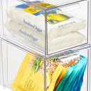 mDesign Kitchen Storage Drawer Box  Plastic Storage Box with Pull-Out Drawer  Pantry, Fridge and Cupboard Storage for Food and Snacks  Pack of 2  Clear