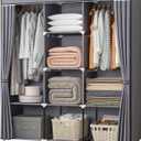 Portable Closet, 51 Inch Wardrobe Closet for Hanging Clothes with 2 Hanging Rods, 8 Storage Organizer Shelves for Bedroom, Durable and Easy to Assemble, Grey, 51 X 17.7 X 66 Inches
