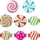 Blulu 72 Pieces Candyland Party Decoration Candy Cutouts 5.9 x 5.9'' Candy Bulletin Board Paper Cutouts with Glue Point Peppermint Decor for Birthday Classroom Candies Shop Window Wall Party Supplies