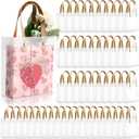 Qilery Clear Frosted Gift Bags with Handles, 5.9 x 5.1 x 2.36 Inches Small Transparent Party Favor Bag Plastic Goodie Bags for Mother's Day Wedding Baby Shower Birthday Graduation DIY(50,Brown)