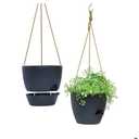 8 inch Hanging Planters, 2 Pack Self Watering Hanging Pots with 20oZ Deep Reservoir for Indoor Outdoor Plants Flowers, Black
