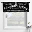 Black Kitchen Curtains Laundry Room Design for Windows Valances Rod Pocket Curtain Valance for Bathroom Living Room Cafe Home Decor (Laundry Room, 18"x54"-1pc)