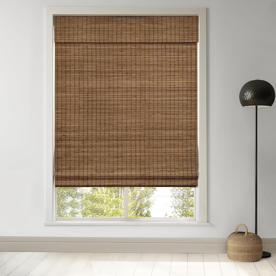 LazBlinds Cordless Bamboo Roman Shades, 20x64, Highfield Teak