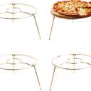 HOHIYA 4 Pack 9" Pizza Stand Riser Display Heavy Duty Metal Food Holder for Pizza Cake Dessert & Buffet Table Space Saving Serving Platter Stand Non-Slip Brass Gold