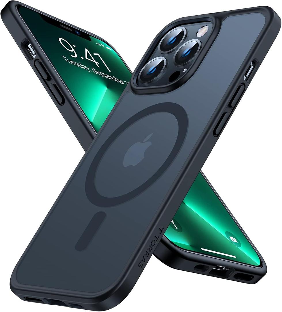 TORRAS for iPhone 15 Pro Max Case Fit for MagSafe, [4X Military-Grade Drop Tested] Translucent Slim Magnetic Shockproof Case for 15 Pro Max Anti-Fingerprint Anti-Scratch, Frosted Black