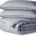 Bare Home Bedding Duvet Cover Queen Size - Premium 1800 Super Soft Collection - Lightweight Duvet Cover - Soft Textured Bedding (Queen, Heathered Midnight Blue)