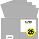SUNEE Folders with Pockets (25 Pack, Gray), 2 Pocket Folders Fit Letter Size Paper, Paper File Folder for School Office Home Bussiness