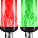 Red Green Flame Light Bulbs, Christmas Light Bulbs, LED Flickering Fire Light Bulb 4 Modes with Gravity Sensor, E26 Base for Christmas,Halloween,Porch, Patio, Party, Indoor Outdoor Decor