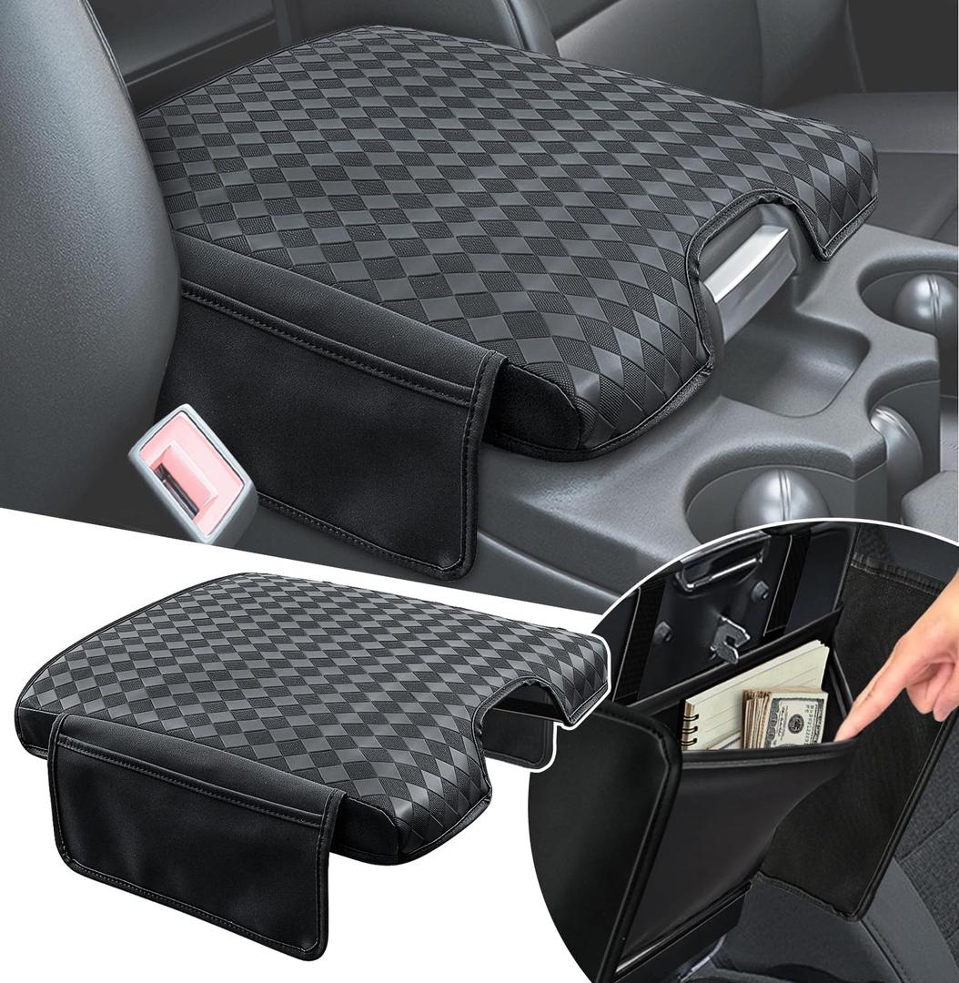 Center Console Cover Compatible with Ram 1500 2013-2018 & 2013-2026 Ram 2500/3500/1500 Classic Model Jump Seat Only, Leather Armrest Cover Middle Console Cover