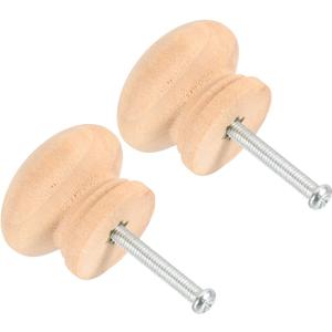 PATIKIL Bifold Door Hardware, 2Pcs 2.8 Inch Bi-Fold Door Round Wood Knob Cabinet Knobs Closet Hardware Repair Part Kit for Folding Closet Sliding, Brown