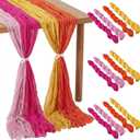 Remagr 12 Pcs Pink and Orange Party Cheesecloth Gauze Table Runners Boho Wedding Decor Rustic Sheer Runner for Wedding Table Bridal Shower Birthday Party Decorations