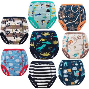 MooMoo Baby 8 Packs Potty Training Pants Cotton Absorbent Training Underwear for Toddler Boy and Girls  (3T, Dino)