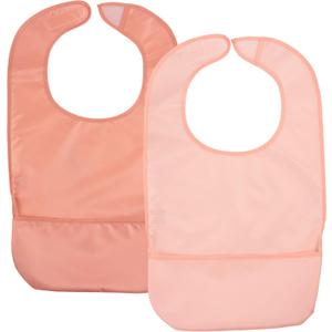 Tiny Twinkle 2-Pack of Premium Bibs for Adult Men, Women and Teens; Clothing Protector for Elderly and Special Needs (Large, Peach, Terracotta)