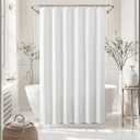 Zemyovia White Waterproof Waffle Shower Curtain, 260GSM Heavy Duty Fabric with 12 Stainless Steel Hooks, Luxury Hotel Spa Style for Bathroom, Machine Washable, 72 x 72