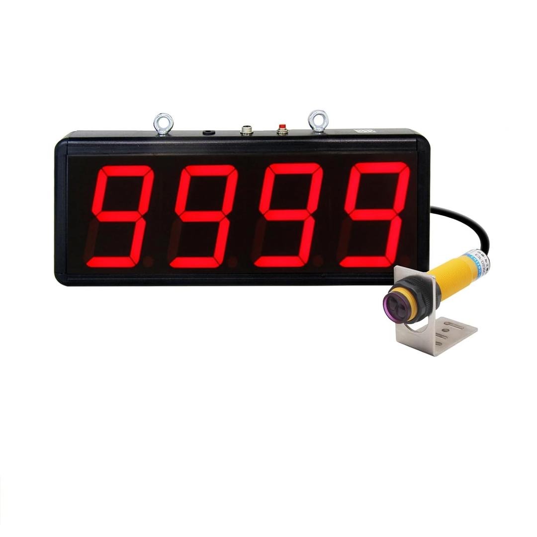 JIAWANSHUN Digital Counter 4-inch Large LED Display Counts Up to 9999 Infrared Sensor Counter for Conveyor Belts Automatic Counting Output 12V