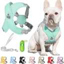Patas Lague Dog Harness with Leash Set Adjustable Soft Padded Step-in Dog Vest No Choke No Pull Reflective for Small Medium Pets with Poop Bags and Dispenser, Solid and No-chew, Green S