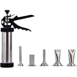 1.5LB Large Capacity Jerky Gun Kit, Stainless Steel Beef Jerky Gun, Sausage Gun with 5 Stainless Steel Nozzles