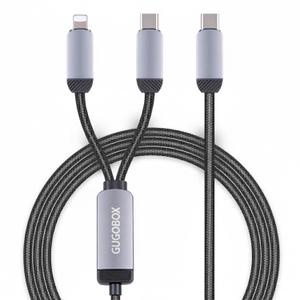 2-in-1 USB C Fast Charging Cable 6.9FT, Dual Connector (USB-C & iOS) for Simultaneous Fast Charging, Extra Long Nylon Braided Charger Cord for Phones, Tablets, Laptops
