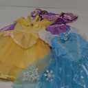 Princess Costume Trunk for Toddler Girls, 3 Pcs Fancy Dress Up Outfit for Little Kids Birthday Christmas 2-4Y