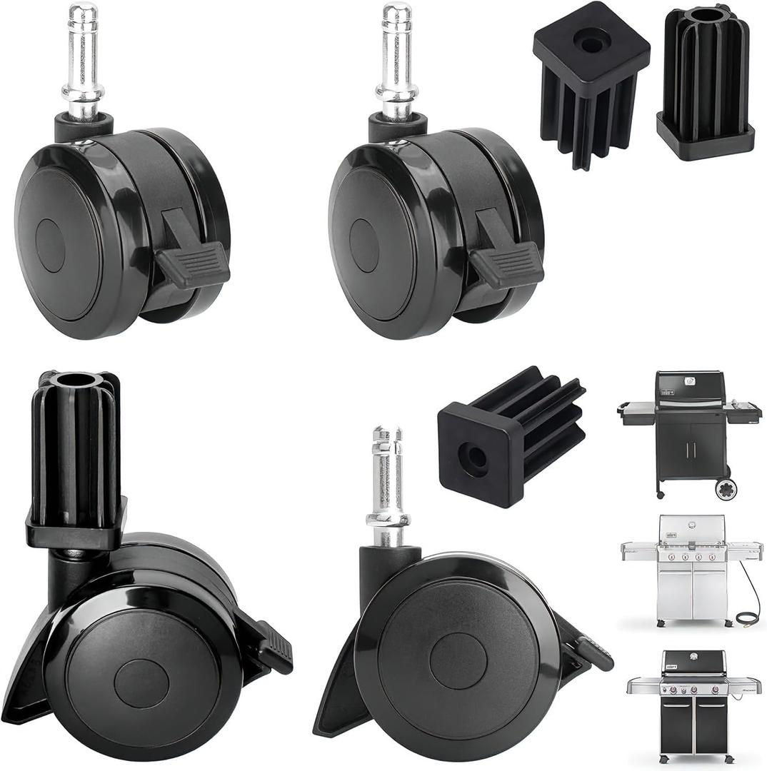 70360 Locking Caster w/Insert for Weber Genesis 300 Grill Parts Genesis E310/320 S330, for Weber BBQ Wheel Replacement Grill Spirit Parts Spirit E210 E310 for Webber Summit Grill Parts(2007-2011),4PCS