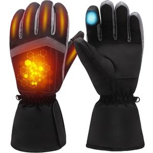 QILOVE USB Heated Gloves, Rechargeable Heated Gloves for Men Women, NonSlip & Waterproof Electric Heating Glove Washable for Motorcycling, Fishing, Skiing, Outdoor Work