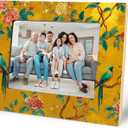 Gold Chinoiserie Floral Bird Picture Frame 5x7, Vintage Oriental Floral Photo Frame, Cottagecore Botanical Flower Wall and Tabletop Display Picture Photo Frames for Home Bedroom Decor