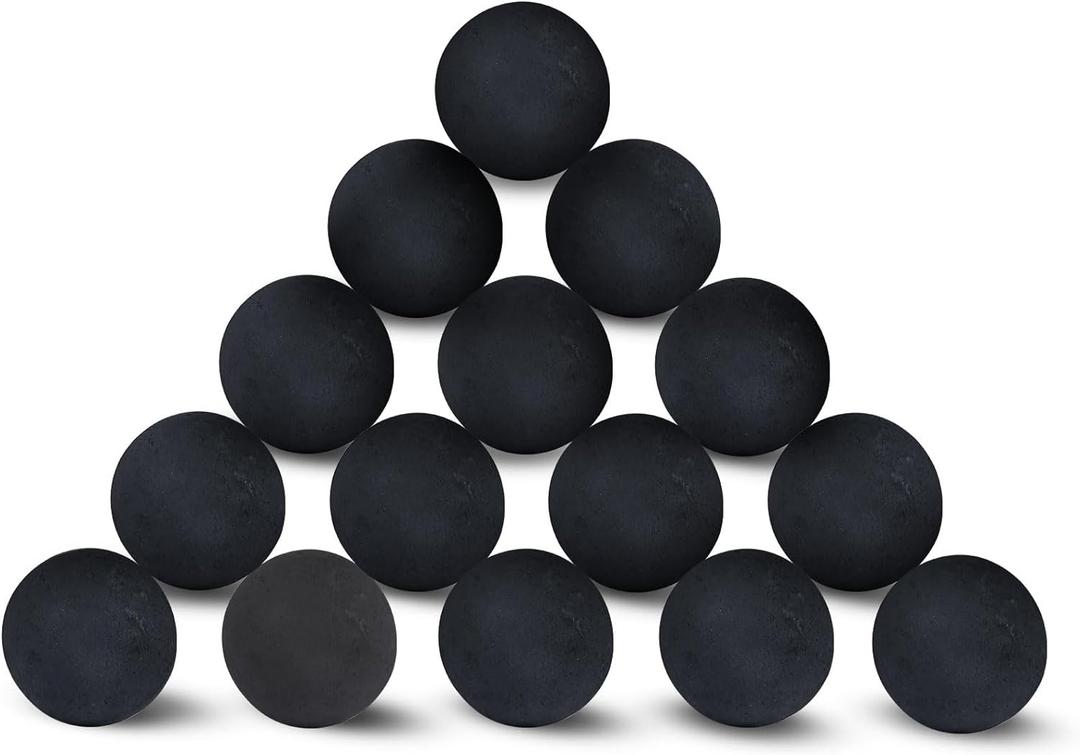 Ceramic Fire Balls, 3 Inch Set of 15 Round Fire Stones Reusable Fireballs for Indoor Outdoor Decor Fire Pits or Fireplace, Black
