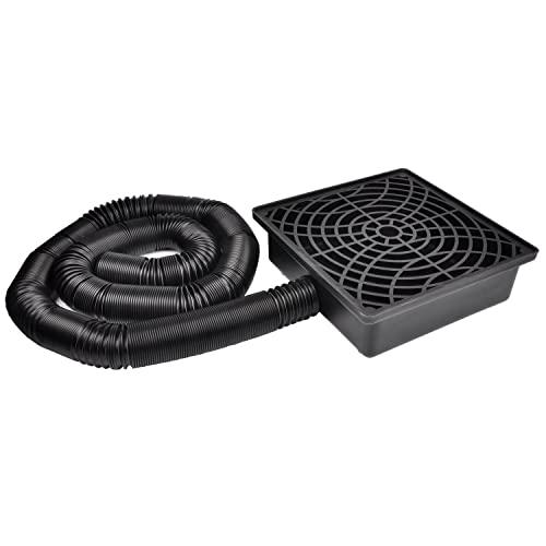 Prestantious Low Profile Catch Basin Drain Kit Downspout Extender, 12"×12" Catch Basin Gutter Downspout Extensions with 2" ID Flexible Pipe, Pipe Stretched Length 16.4ft, Rainwater Drainage System