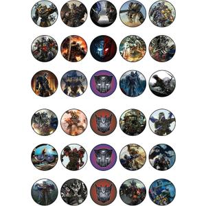 ENDLESS CHOICES 30 x Edible Cupcake Toppers 30x Robot Treasures Themed Collection of Edible Cake Decorations | Uncut Edible on Wafer Sheet, 7.8 inches by 0.2 inches