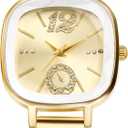 Avaner Women's Square Bracelet Watches: Analog Quartz Elegant Stainless Steel Wrist Watches for Women Ladies (Gold)
