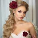 Topbuti Rose Hair Clip Flower Hairpin Rose Brooch Floral Clips, 4 Pcs Fabric Flowers Hair Clips Mexican Hair Flowers Pin up Headpieces for Woman Girl Wedding Party Mother's Day (Dark Red)
