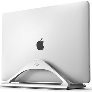 HumanCentric Vertical Laptop Stand for Desks in Silver Color, Upright Adjustable Holder to Dock Apple MacBook Stand, and Other Laptops to Organize Work & Home Office, Automatic Grip