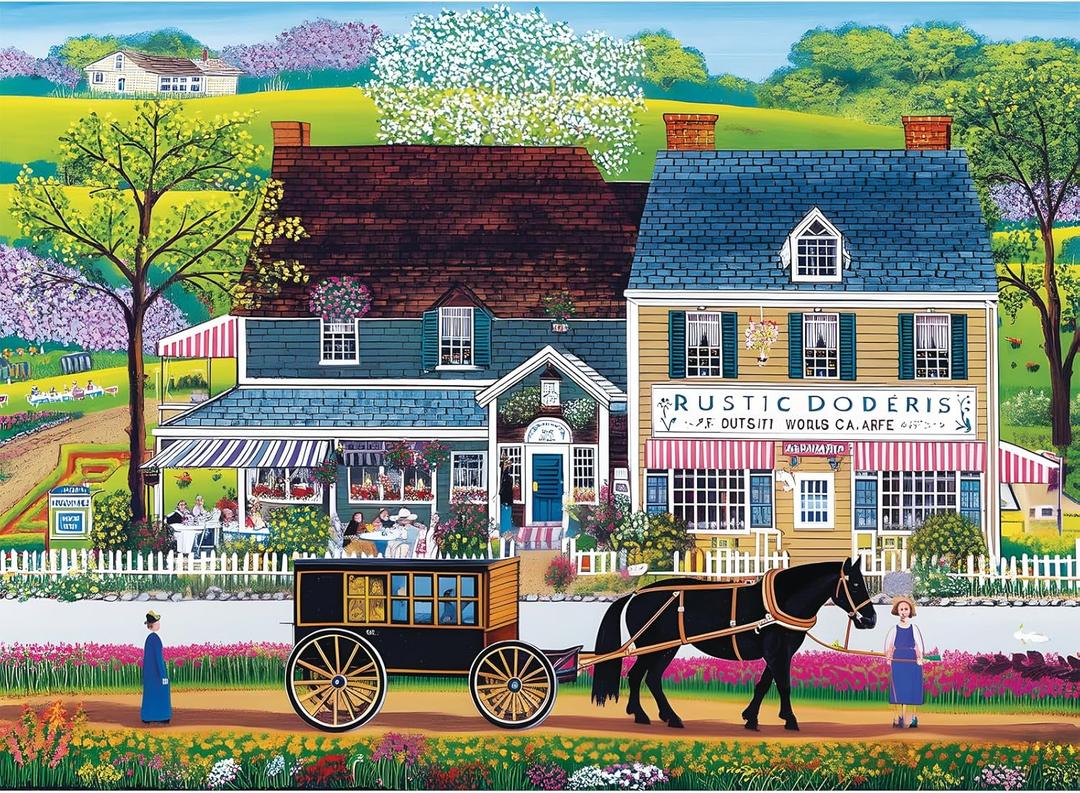 500 Pieces Puzzle for Adults,Town & Country Puzzle,Recycled Cardboard Prairie Wind Flowers Puzzles 500 Piece,Challenging Game Home Decor Birthday Party Gift Toy for Adults Kids Seniors 20.5 * 15 in