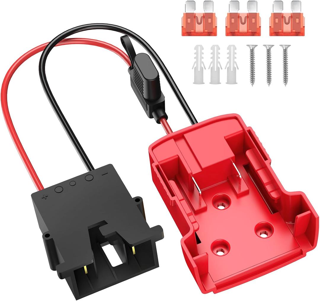 Power Wheel Azocek Adapter Compatible with Milwaukee 18V Battery with Wire Harness Connector Compatible with 12 Volt Power Wheel, 12AWG Wire with 40A Fuse