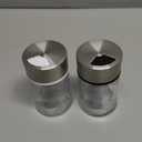 Salt and Pepper Shakers Set with Adjustable Pour Holes - Stainless Steel Spice Dispenser - Perfect for Pink Himalayan, Table Salt, Black and White Pepper (2.4 oz) - set of 2