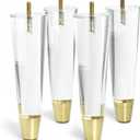 JEREVER Acrylic Furniture Legs Replacement Cabinet Feet Modern Home Decor DIY Clear Legs Tapered Style Set of 4 (7.8inch)