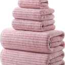 REDKISS Ultra Soft Bath Towels Set of 6 Large 35"x70" | 100% Microfiber, Highly Absorbent & Quick Dry | Pink Towels for Bathroom, Spa, Gym | 2 Bath, 2 Hand, 2 Washcloths