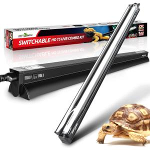 REPTI ZOO Switchable UVB Light for Reptiles, 39W T5 UVB Light Combo Kit for Tropical & Desert Reptile, 34" Terrarium Hood Lamp Fixture with UVB 10.0 Bulb for Bearded Dragon Snake Gecko Lizard Tortoise