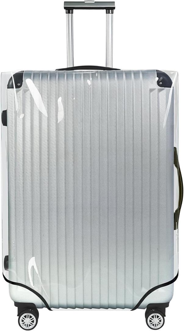 Explore Land Clear Luggage Cover Tough Protector Fits for 22 Inches Suitcase for Travel Airplane (PVC, S/M)