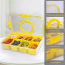 Patent Divided Serving Tray with Lid & Handle - Snackle Box Organizer for Charcuterie, Veggies, Fruits, Candy - Portable Food Storage for Travel, Beach, Picnics1 pcs, Yellow