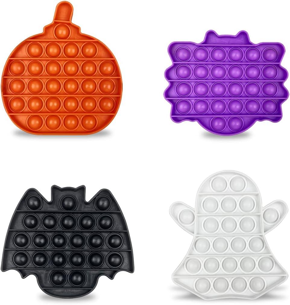 Jofan 4 Pack Halloween Fidget Sensory Pop Toys Packs for Kids Girls Boys Halloween Party Favors Halloween Treat Bags Gifts Stress Relief
