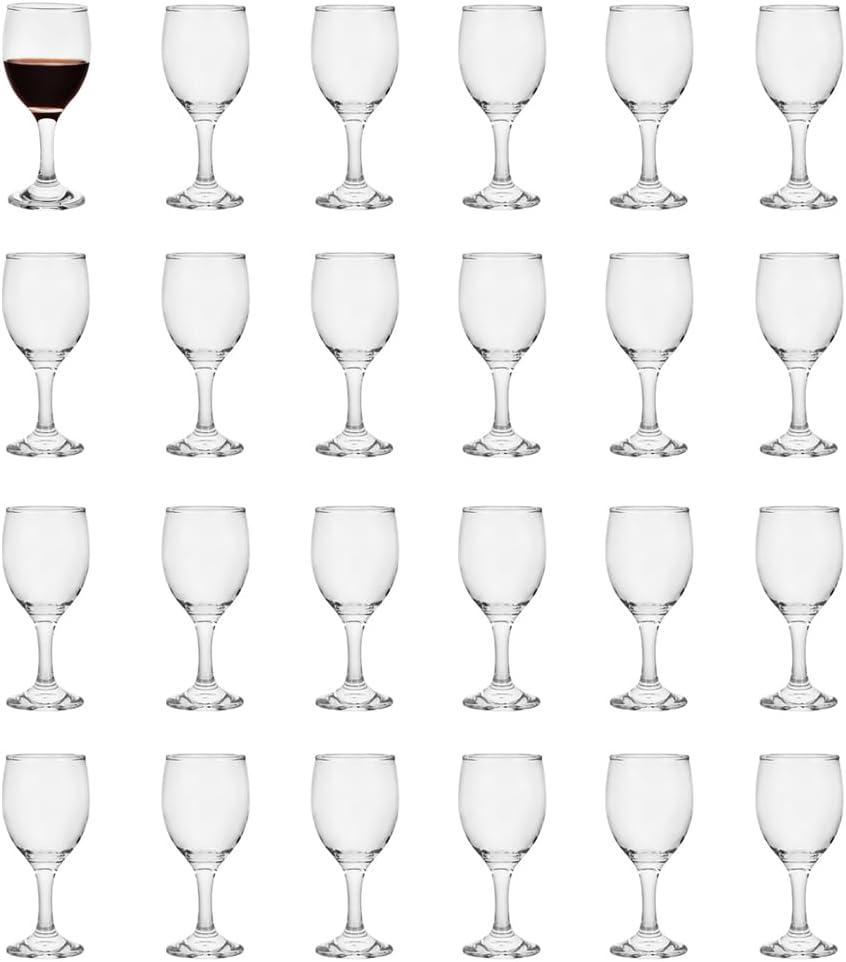 HEIGHT 5.6 Inches 120ML 4 Ounce - Set of 24 Classic Small Red Glasses Durable Clear White Lead-free Glass Cup For Party (Glass, 24Pcs4OZ)